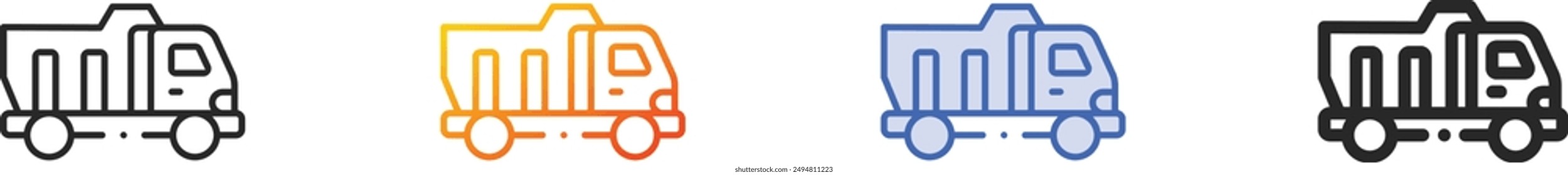 dump truck icon.Thin Linear, Gradient, Blue Stroke and bold Style Design Isolated On White Background
