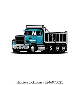 vector de ilustraciones de camión de volcado aislado