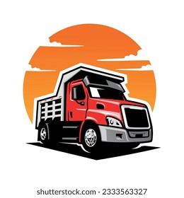 dump truck illustration icon and logo vector