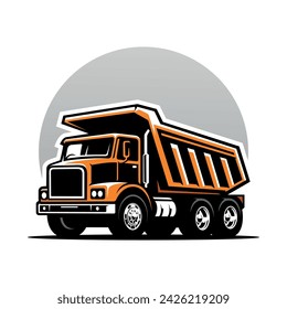 Dump truck illustration logo vector