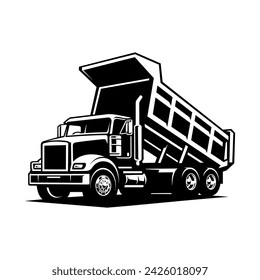 dump truck illustration monochrome vector