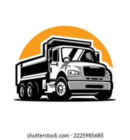 Dump Truck Illustration Vector Isolated in White Background. Best for trucking and freight related industry