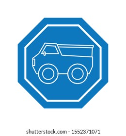 dump truck inside road sign icon design, Automobile auto transportation vehicle drive travel traffic theme Vector illustration