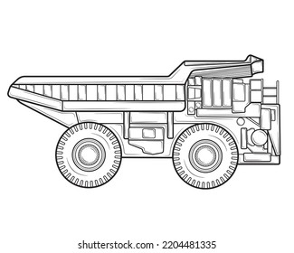 Dump truck in isolate on white background. Construction equipment. Vector illustration.