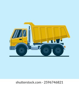 A dump truck, isolated on a plain background, designed for transporting and unloading heavy materials with a durable and functional hydraulic dumping system.