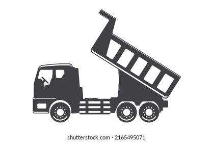 Dump truck isolated Silhouettes Premium vector template