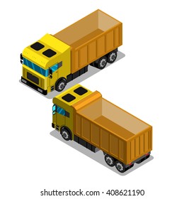 Dump truck. Isometric concept