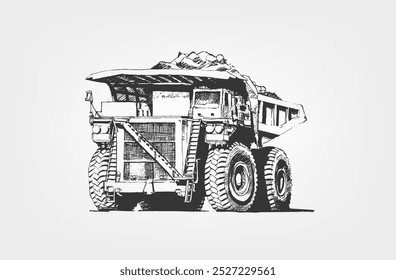 Dump Truck großen industriellen Bergbau. Sketch-Riesenmaschine