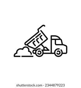 Dump truck line icon isolated on white background
