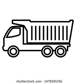 Dump truck line icon, logo isolated on white background