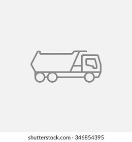 Dump truck line icon for web, mobile and infographics. Vector dark grey icon isolated on light grey background.