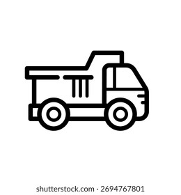  Camión volquete - icono de Vector de línea