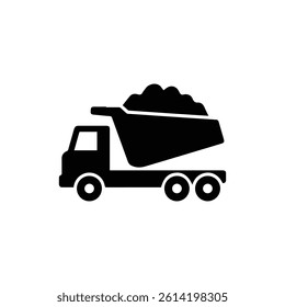 Dump Truck Loaded Icon Black Filled Minimal Silhouette - Construction Transport