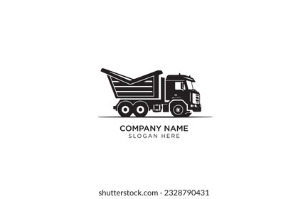 Dump truck logo design black simple flat icon on white background