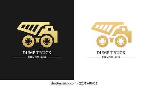 Dump truck logo or Mine Car logo isolated on white background. Mining truck logo on white background, perfect for illustration related to mining content. Like for tin mining icons, or gold mine.