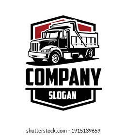 Dump truck logo. Trucking company logo. Ready made logo template vector isolated. Good for transport business