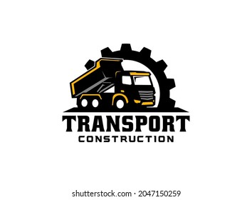 Dump truck logo vector for construction company. Heavy equipment template vector illustration for your brand.