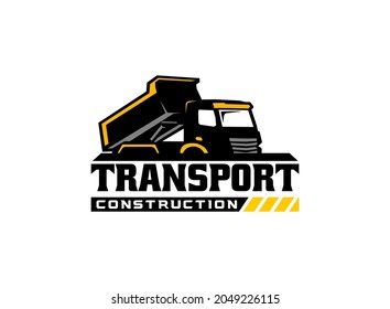 Dump truck logo vector for construction company. Heavy equipment template vector illustration for your brand.