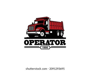 Dump truck logo vector for construction company. Vehicle equipment template vector illustration for your brand.