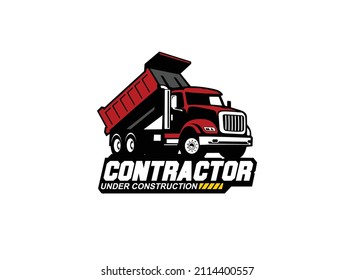 Dump LKW Logo Vektor für Bauunternehmen. Vorlage für Fahrzeuggeräte, Vektorgrafik für Ihre Marke.