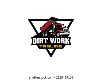 Dump truck logo vector for construction company. Heavy equipment template vector illustration for your brand.