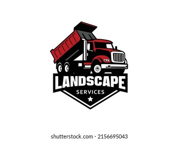 Dump truck logo vector for construction company. Heavy equipment template vector illustration for your brand.