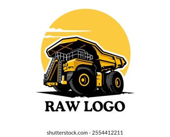 Dump Truck Logo Vektor Yellow colors white background 