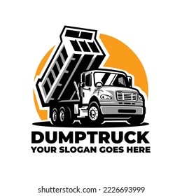 Dump Truck Moving Truck Vector Silhouette Isolated