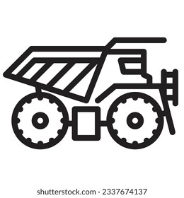 Dump Truck outline icon. Transportation illustration for templates, web design and infographics