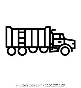 Dump truck outline vector icon.