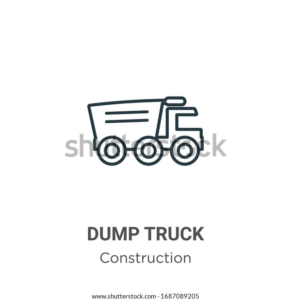 Dump truck\
outline vector icon. Thin line black dump truck icon, flat vector\
simple element illustration from editable construction concept\
isolated stroke on white\
background