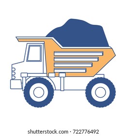 dump truck with rocks on color section silhouette vector illustration
