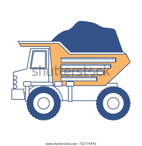 dump truck with rocks on color section\
silhouette vector\
illustration