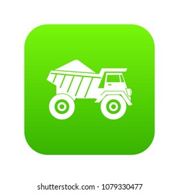 Dump truck with sand icon digital green for any design isolated on white vector illustration