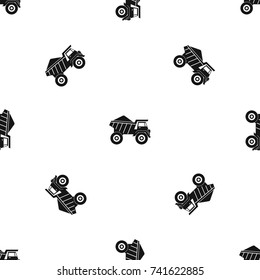 Dump truck with sand pattern repeat seamless in black color for any design. Vector geometric illustration