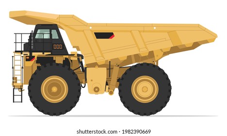 Dump Truck Side View Heavy Equipment Vector Isolated Illustration