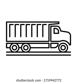 Dump truck side view icon outline vector
