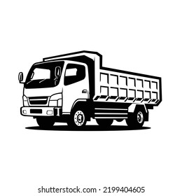 Dump Truck Silhouette Monochrome Vector Isolated