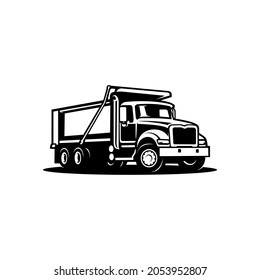 Dump Truck Silhouette. Tipper Truck Black and White Vector Isolated