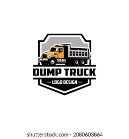 Dump Truck Silhouette. Tipper Truck Black and White Logo Vector Isolated