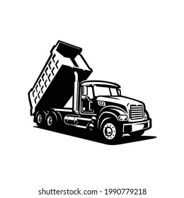 
Dump Truck Silhouette. Tipper Truck Vector Isolated in Black and White color