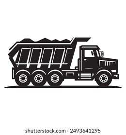 Dump Truck Silhouette Vector Illustration Template