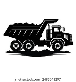 Dump Truck Silhouette Vector Illustration Template