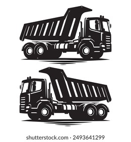 Dump Truck Silhouette Vector Illustration Template