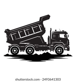 Dump Truck Silhouette Vector Illustration Template