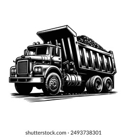 Dump Truck Silhouette Vector Illustration Template