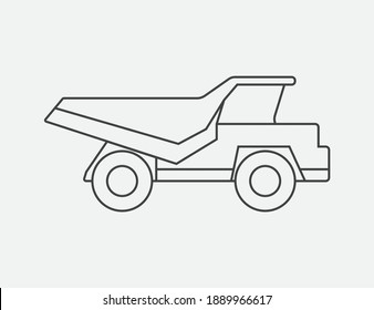 Dump truck. Simple drawing vector illustration on light background.