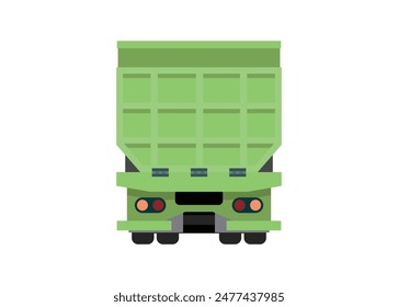 Dump truck. Simple flat illustration. Rear view.