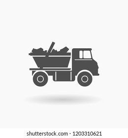 Dump Truck Skip Industrial Vehicle Icon Illustration silhouette.