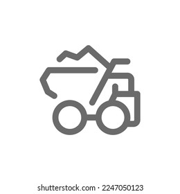 Dump Truck Stone Mining Line Symbol Vektorgrafik